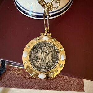 Gold and White Pendant Necklace